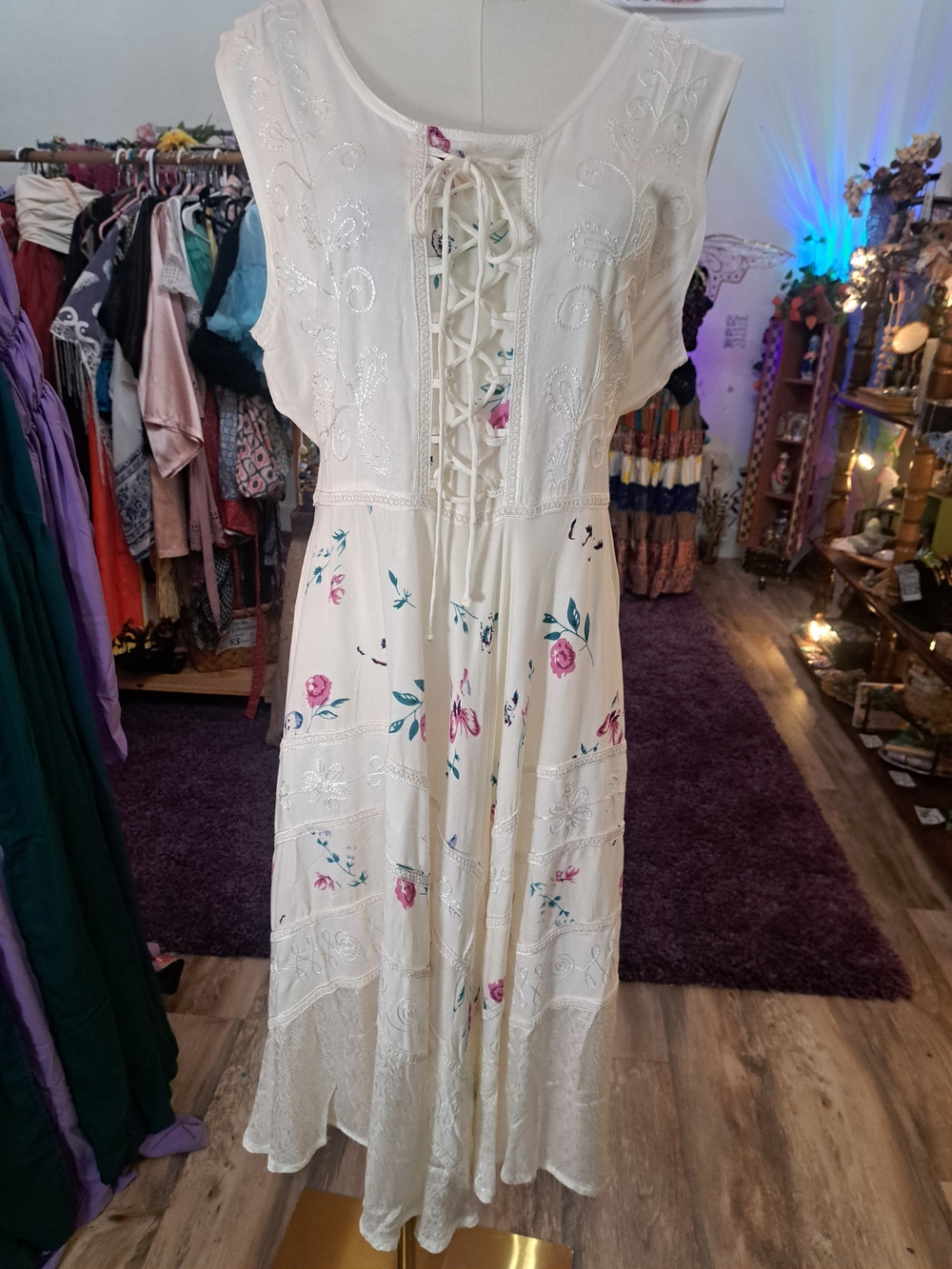 Thee Rosewing Maiden • Embroidered Lace-Up Fairy Maxi Dress • Advance L/XL